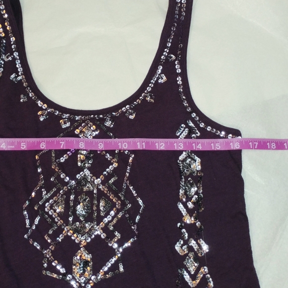 EXPRESS PURPLE TANK TOP - SILVER SEQUINS - SMALL PETITE - Picture 3 of 6